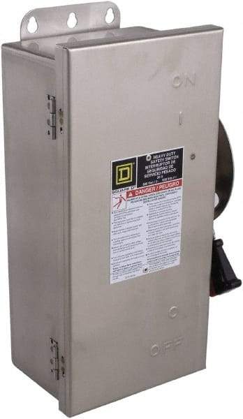 Square D - 30 Amp, 240 VAC, 250 VDC, 2 Pole Fused Safety Switch - NEMA 12, 3, 3R, 4 & 4X, 3 hp at 240 VAC (Single Phase), 7.5 hp at 240 VAC, 5 hp hp at 250 VDC (Triple Phase), DPST Contact Form - Caliber Tooling