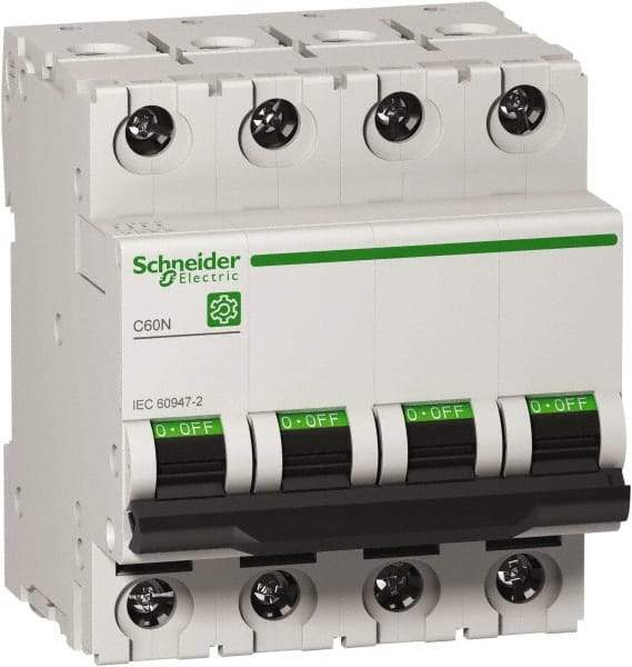 Schneider Electric - 40 Amp, 440 VAC, 4 Pole, DIN Rail Mounted Miniature Circuit Breaker - Magnetic Trip, Multiple Breaking Capacity Ratings, 18-2 AWG, 76mm Deep x 81mm High x 72mm Wide - Caliber Tooling