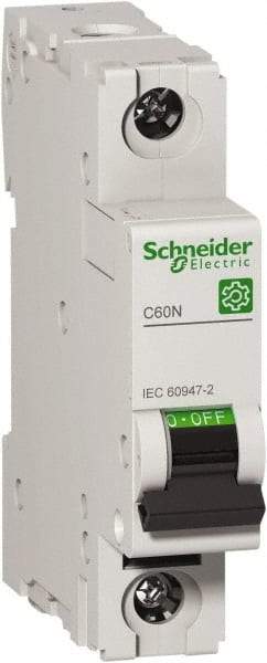 Schneider Electric - 6 Amp, 440 VAC, 1 Pole, DIN Rail Mounted Miniature Circuit Breaker - Magnetic Trip, Multiple Breaking Capacity Ratings, 18-4 AWG, 76mm Deep x 81mm High x 18mm Wide - Caliber Tooling