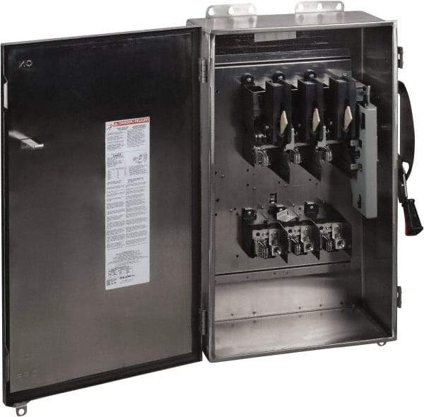 Square D - 200 Amp, 600 VAC/VDC, 3 Pole Nonfused Safety Switch - NEMA 12, 3, 3R, 4 & 4X, 50 hp at 600 VAC, 50 hp at 600 VDC (Single Phase), 150 hp at 600 VAC, 50 hp at 600 VDC (Triple Phase), ST Contact Form - Caliber Tooling