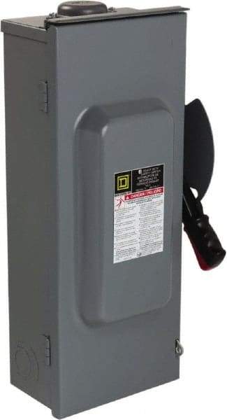 Square D - 100 Amp, 600 VAC/VDC, 3 Pole Nonfused Safety Switch - NEMA 3R, 40 hp at 600 VAC, 50 hp at 600 VDC (Single Phase), 100 hp at 600 VAC, 50 hp at 600 VDC (Triple Phase), 3PST Contact Form - Caliber Tooling