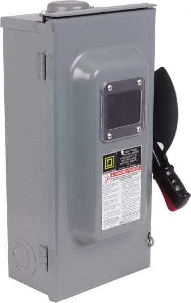 Square D - 60 Amp, 600 V, 3 Pole Nonfused Safety Switch - NEMA 3R, 1 & 3 Phase, 30 hp at 600 VAC (Single Phase), 60 hp at 60 VAC (Triple Phase), 3PST Contact Form - Caliber Tooling