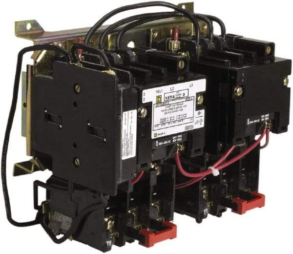 Square D - 110 Coil VAC at 50 Hz, 120 Coil VAC at 60 Hz, 135 Amp, NEMA Size 4, Nonreversible Open Enclosure NEMA Motor Starter - 1 Phase hp: 100 at 460-575 Volt, 40 at 200 Volt, 50 at 230 Volt, 75 at 380 Volt - Caliber Tooling