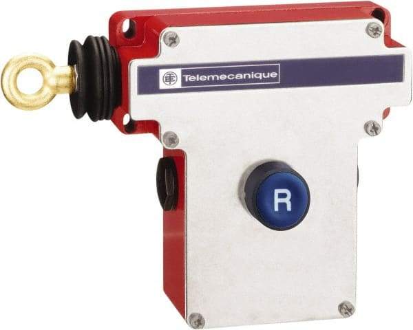 Telemecanique Sensors - 10 Amp, NO/NC Configuration, Left Hand Operation, Rope Operated Limit Switch - Pushbutton Reset, Cable Pull, No Pilot Light, 300 VAC - Caliber Tooling