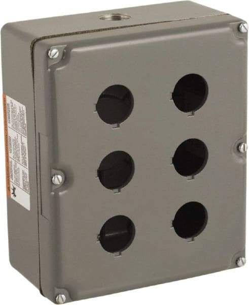 Schneider Electric - 6 Hole, 30mm Hole Diameter, Zinc Alloy Pushbutton Switch Enclosure - 3, 4, 13 NEMA Rated - Caliber Tooling