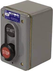 Schneider Electric - 2 Operator, Flush Pushbutton, Mushroom Head Control Station - Start, Stop (Legend), Momentary Switch, NO/NC Contact, NEMA 1, 4 - Caliber Tooling