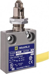 Square D - SPDT, NC/NO, 240 VAC, Prewired Terminal, Roller Plunger Actuator, General Purpose Limit Switch - 1, 2, 4, 6, 6P NEMA Rating, IP67 IPR Rating, Panel Mount, 80 Ounce Operating Force - Caliber Tooling