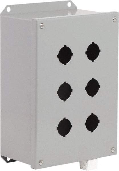 Schneider Electric - 6 Hole, 30mm Hole Diameter, Steel Pushbutton Switch Enclosure - 3, 13 NEMA Rated - Caliber Tooling