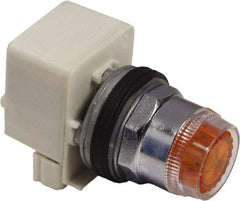 Schneider Electric - 1.18 Inch Mount Hole, Extended Straight, Pushbutton Switch Only - Round, Amber Pushbutton, Illuminated, Momentary (MO), Weatherproof, Dust and Oil Resistant - Caliber Tooling