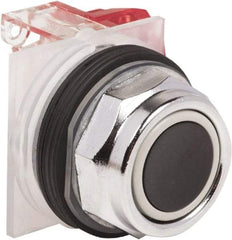 Schneider Electric - 30mm Mount Hole, Extended Straight, Pushbutton Switch with Contact Block - Black Pushbutton, Momentary (MO) - Caliber Tooling