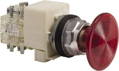 Schneider Electric - 30mm Mount Hole, Extended Mushroom Head, Pushbutton Switch Only - Round, Red Pushbutton, Nonilluminated, Maintained (MA), On-Off - Caliber Tooling