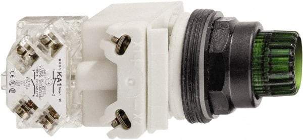 Schneider Electric - 30mm Mount Hole, Extended Straight, Pushbutton Switch Only - Octagon, Green Pushbutton, Illuminated, Momentary (MO) - Caliber Tooling