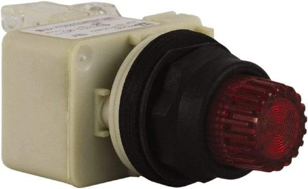 Schneider Electric - 30mm Mount Hole, Extended Straight, Pushbutton Switch with Contact Block - Red Pushbutton, Momentary (MO) - Caliber Tooling