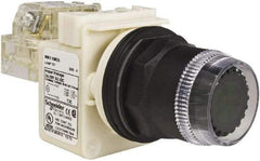 Schneider Electric - 30mm Mount Hole, Extended Straight, Pushbutton Switch with Contact Block - Green Pushbutton, Momentary (MO) - Caliber Tooling