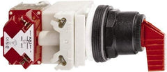 Schneider Electric - 30mm Mount Hole, 2 Position, Knob Operated, Selector Switch Only - Red, Maintained (MA), Nonilluminated, without Contact Blocks, Shock and Vibration Resistant - Caliber Tooling