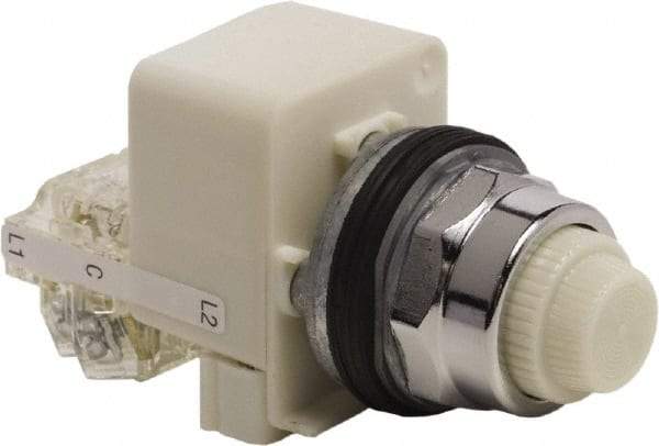 Schneider Electric - 120 VAC White Lens LED Indicating Light - Screw Clamp Connector - Caliber Tooling