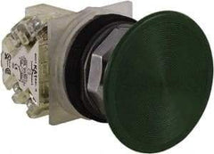 Schneider Electric - 30mm Mount Hole, Extended Straight, Pushbutton Switch with Contact Block - Green Pushbutton, Momentary (MO) - Caliber Tooling