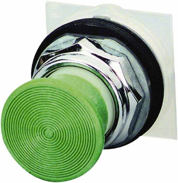 Schneider Electric - 1.18 Inch Mount Hole, Extended Straight, Pushbutton Switch Only - Round, Green Pushbutton, Momentary (MO), Weatherproof, Dust and Oil Resistant - Caliber Tooling