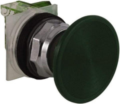 Schneider Electric - 30mm Mount Hole, Extended Straight, Pushbutton Switch with Contact Block - Green Pushbutton, Momentary (MO) - Caliber Tooling