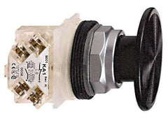 Schneider Electric - 30mm Mount Hole, Extended Mushroom Head, Pushbutton Switch with Contact Block - Round, Black Pushbutton, Momentary (MO) - Caliber Tooling