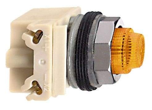 Schneider Electric - 120 V Amber Lens LED Pilot Light - Round Lens, Screw Clamp Connector - Caliber Tooling