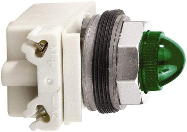 Schneider Electric - 24 V Green Lens Incandescent Pilot Light - Round Lens, Screw Clamp Connector - Caliber Tooling