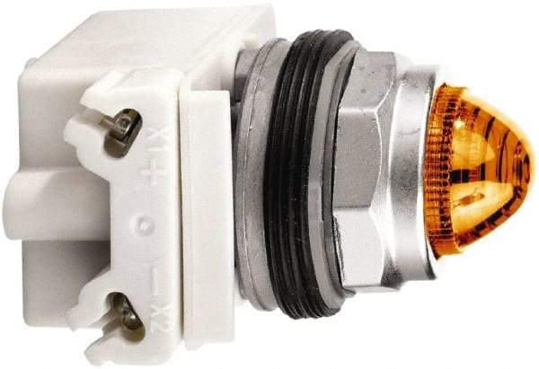 Schneider Electric - 120 V Amber Lens LED Pilot Light - Round Lens, Screw Clamp Connector - Caliber Tooling