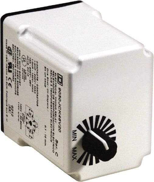 Square D - 0.1 to 10 min Delay, DPDT Time Delay Relay - 10 Contact Amp, 110 VDC & 120 VAC - Caliber Tooling