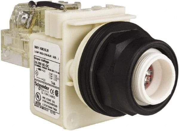 Schneider Electric - 28 V Red Lens LED Pilot Light - Round Lens, Screw Clamp Connector, 54mm OAL x 42mm Wide, Vibration Resistant - Caliber Tooling