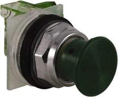 Schneider Electric - 30mm Mount Hole, Extended Straight, Pushbutton Switch with Contact Block - Green Pushbutton, Momentary (MO) - Caliber Tooling