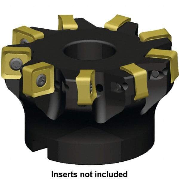 Kennametal - 5 Inserts, 2" Cut Diam, 3/4" Arbor Diam, 6mm Max Depth of Cut, Indexable Square-Shoulder Face Mill - 3° Lead Angle, 1-3/4" High, SN_J444EN__ Insert Compatibility, Series KSSM - Caliber Tooling