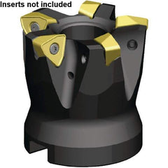 Kennametal - 6 Inserts, 66mm Cut Diam, 22mm Arbor Diam, 1.5mm Max Depth of Cut, Indexable Square-Shoulder Face Mill - 78° Lead Angle, 50mm High, WOEJ090512SRHD Insert Compatibility, Through Coolant, Series Kenfeed - Caliber Tooling