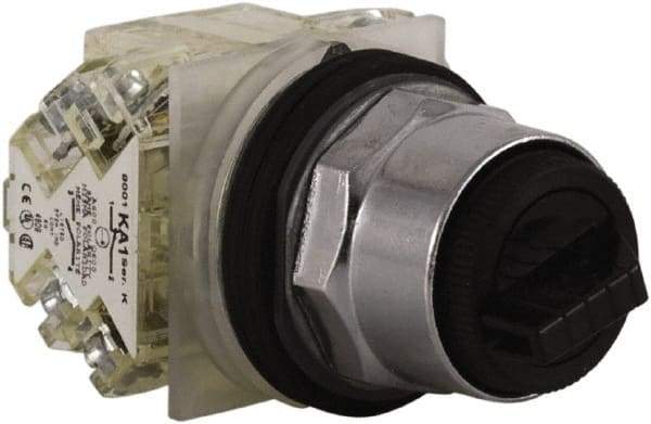 Schneider Electric - 1.18 Inch Mount Hole, 3 Position, Knob and Pushbutton Operated, Selector Switch - Black, Maintained (MA), 2NO/2NC, Weatherproof and Dust and Oil Resistant - Caliber Tooling