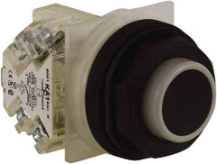 Schneider Electric - 30mm Mount Hole, Extended Straight, Pushbutton Switch with Contact Block - Black Pushbutton, Momentary (MO) - Caliber Tooling