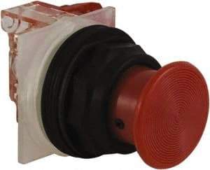 Schneider Electric - 30mm Mount Hole, Extended Straight, Pushbutton Switch with Contact Block - Red Pushbutton, Momentary (MO) - Caliber Tooling