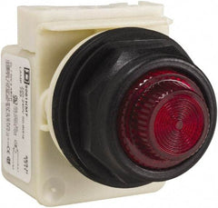 Schneider Electric - 220 VAC at 50/60 Hz via Transformer, 240 VAC at 50/60 Hz via Transformer Red Lens Indicating Light - Round Lens, Screw Clamp Connector, Corrosion Resistant, Dust Resistant, Oil Resistant - Caliber Tooling