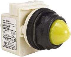 Schneider Electric - 120 V Yellow Lens LED Indicating Light - Round Lens, Screw Clamp Connector, Corrosion Resistant, Dust Resistant, Oil Resistant - Caliber Tooling