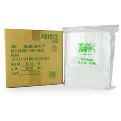 10″ × 12″ 4-MIL Clear Reloc Zippit Zipper Bags , Sold per Case of 500 (5 boxes of 100 per case)