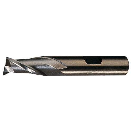 ‎1/2″ × 1/2″ × 1″ × 3-1/4″ RHS / RHC HSS-CO 8% (M42) Cobalt Single-End 2-Flute Center Cutting Finishing End Mill - TiN - Exact Industrial Supply