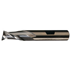 ‎15/32″ × 1/2″ × 13/16″ × 3-1/4″ RHS / RHC HSS-CO 8% (M42) Cobalt Single-End 2-Flute Center Cutting Finishing End Mill - Bright - Exact Industrial Supply