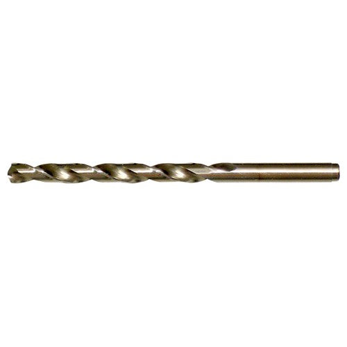 19/64 RHS / RHC HSS-CO 8% (M42) 135 Degree Split Point Cobalt Heavy Duty Jobber Length Drill - Straw / Gold Oxide - Exact Industrial Supply