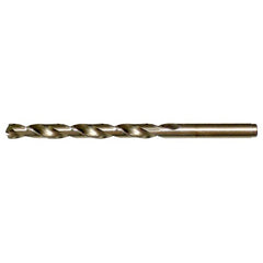 19/64 RHS / RHC HSS-CO 8% (M42) 135 Degree Split Point Cobalt Heavy Duty Jobber Length Drill - Straw / Gold Oxide - Exact Industrial Supply