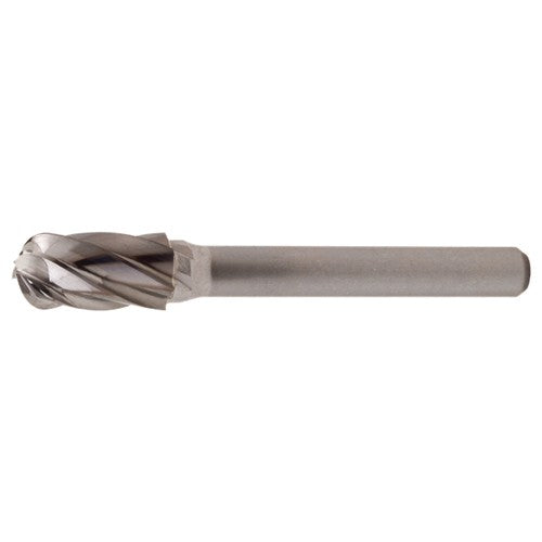 SC-7 Aluminum Cut Solid Carbide Bur-Cylindrical with Ball Nose - Exact Industrial Supply