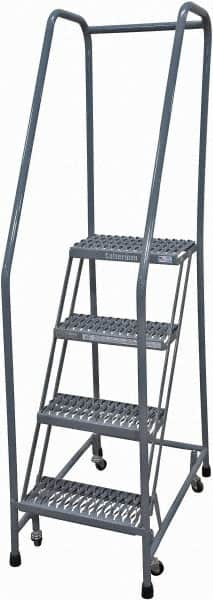 Cotterman - 70" 4 Step Rolling Warehouse Ladder - Rolling Safety Ladder, 450 Lb Capacity, 40" Platform Height, 20" Base Width x 31" Base Depth, Expanded Metal Tread - Caliber Tooling