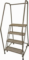 Cotterman - 70" 4 Step Rolling Warehouse Ladder - Rolling Safety Ladder, 450 Lb Capacity, 40" Platform Height, 30" Base Width x 31" Base Depth, Expanded Metal Tread - Caliber Tooling