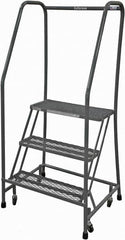 Cotterman - 60" 3 Step Rolling Warehouse Ladder - Rolling Safety Ladder, 450 Lb Capacity, 30" Platform Height, 30" Base Width x 30" Base Depth, Expanded Metal Tread - Caliber Tooling