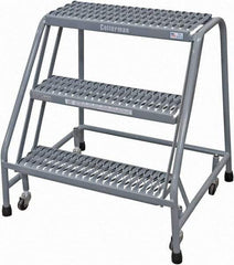 Cotterman - 30" 3 Step Rolling Warehouse Ladder - Rolling Safety Ladder, 450 Lb Capacity, 30" Platform Height, 30" Base Width x 26" Base Depth, Serrated Steel - Caliber Tooling