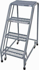 Cotterman - 40" 4 Step Rolling Warehouse Ladder - Rolling Safety Ladder, 450 Lb Capacity, 40" Platform Height, 20" Base Width x 31" Base Depth, Expanded Metal Tread - Caliber Tooling