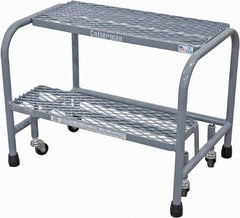 Cotterman - 20" 2 Step Rolling Warehouse Ladder - Rolling Safety Ladder, 450 Lb Capacity, 20" Platform Height, 18" Base Width x 19" Base Depth, Expanded Metal Tread - Caliber Tooling