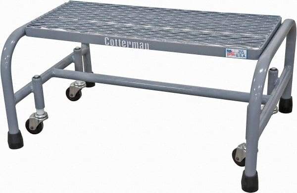 Cotterman - 12" 1 Step Rolling Warehouse Ladder - Rolling Safety Ladder, 450 Lb Capacity, 12" Platform Height, 26" Base Width x 19" Base Depth, Expanded Metal Tread - Caliber Tooling